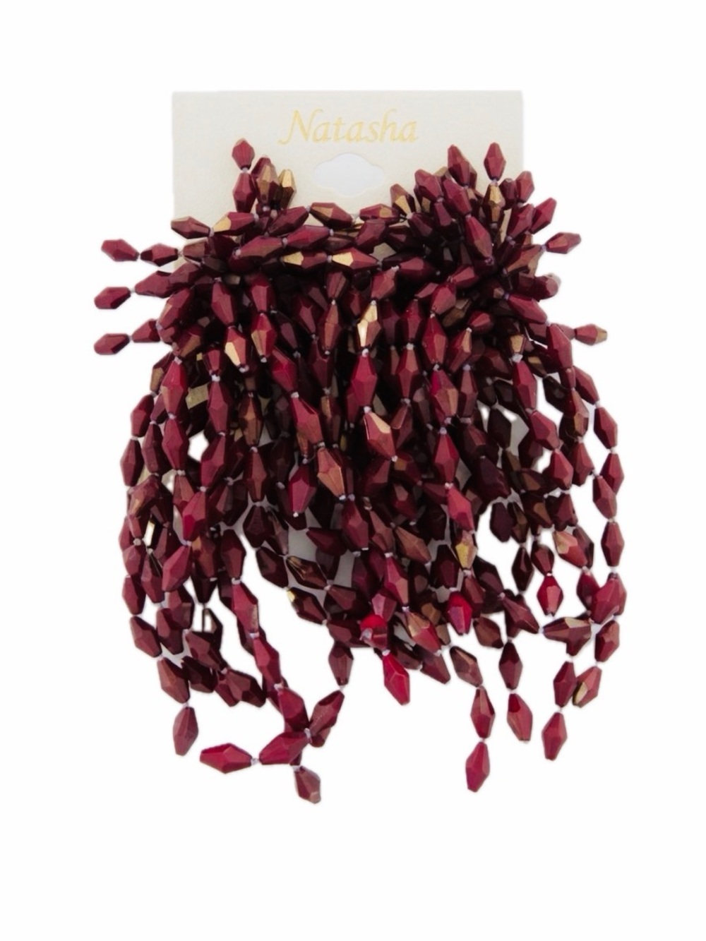 NWT ⚜️❤️⚜️ Natasha Seed Beads Burgundy Tassel Long Drop Earrings